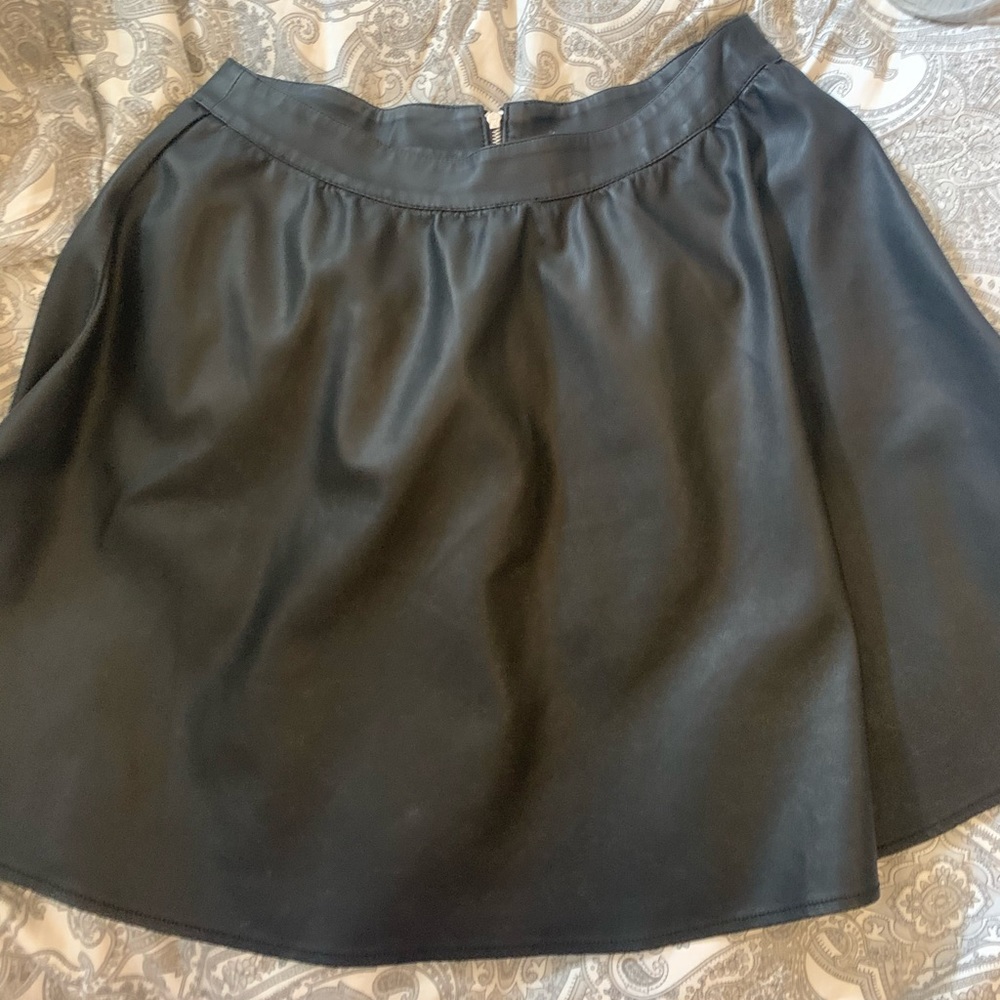 Black leather skater skirt